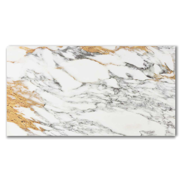 Barroque White Polished Porcelain Marble Effect Tile 60x120